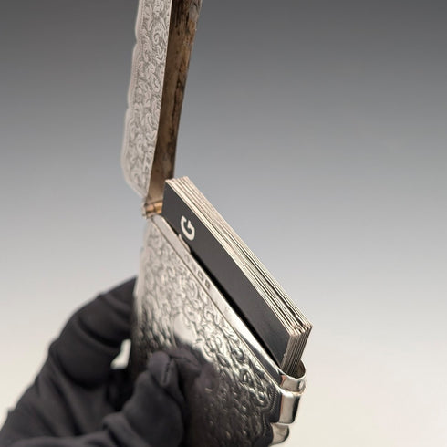 1906 British antique floral engraved sterling silver card case 51g William Atkin